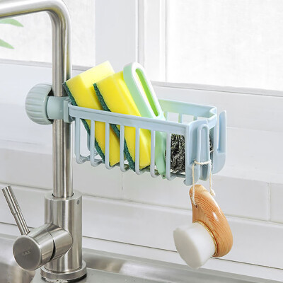 

Gobestart Kitchen Sink Faucet Sponge Soap Cloth Drain Rack Storage Organizer Holder Shelf