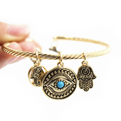 

Retro 2 Colors Turkey Blue Elegent Fashion Eyes Hand Pendant Bracelet Bohemia Jewelry