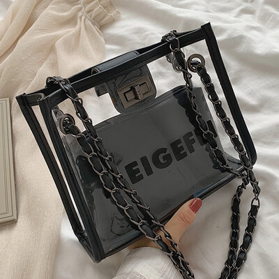 

Texture foreign gas transparent bag 2019 new fashion shoulder bag summer small fresh Messenger bag