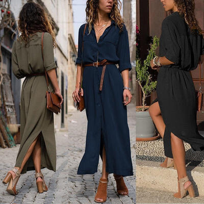 

Women Summer Boho Long Maxi dress Evening Cocktail Party Beach Dress Sundress