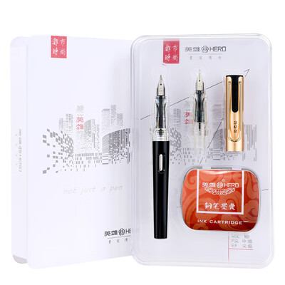 

Hero HERO 368 gentleman black EFF double-thin thin film urban fashion office student pen calligraphy pen gift 10 ink bags