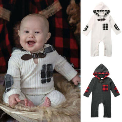 

Newborn Infant Boy Girl Romper Hooded Baby Jumpsuit Bodysuit Outfits Clothes