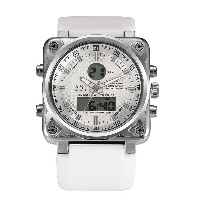 

ASJ Mens Business Sport Military Wrap Wrist Quartz Watch Dual Japanese Movement Analog Digital Display Time Date Day Alarm Chrono