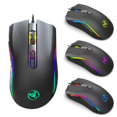

HXSJ Colorful Luminous Gaming Mouse Wired Mouse Six Adjustable DPI Macro Definition Programmable RGB Gaming Mouse A869