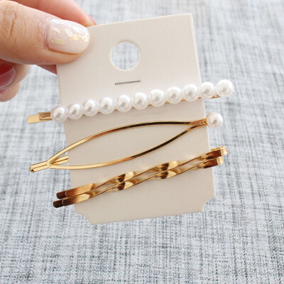 

Fashion 1Set Metal Pearl Hairpin Combination Women Simple Sweet Style Bangs Clip Ins Popular Hairpin Hair Accessories Set