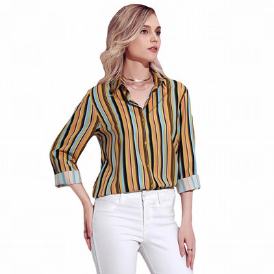 

Suit collar color long sleeve business white collar blouse top