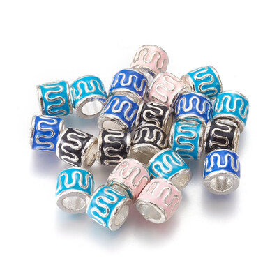 

Alloy European Beads with Enamel Silver Color Mixed Color 10x9mm Hole 6mm