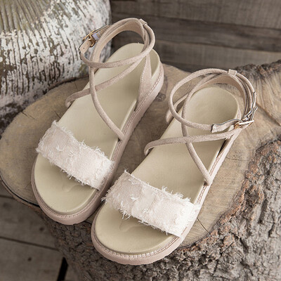 

Flat-bottomed womens shoes ins straps fashionable Roman fairy sandals