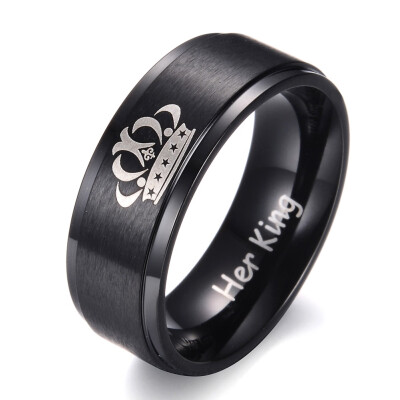 

Crown Couple Ring Her King&His Queen Stainless Steel Wedding Rings for Women Men Simple Ring