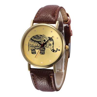 

Leather Quartz Dial marble Watch wristwatch Lovesky new Fashion Women Watches Elephant Printing Pattern Weaved Wholesale &Ff