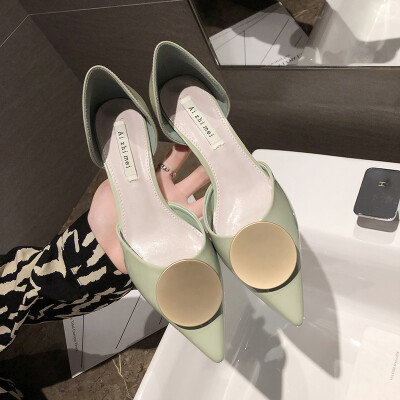 

Tip-toed single-shoe female summer style Korean version of shallow slim-heeled high-heeled shoes female inschao fairy matching ski