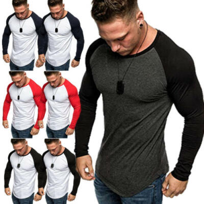 

Mens Gym T shirt Longline Long Sleeve Slim Muscle Fit Long Sleeve Casual Top New