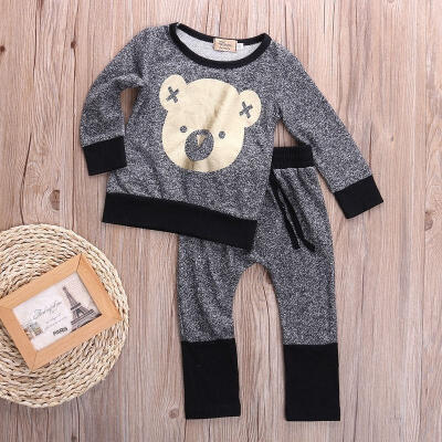 

2pcs Toddler Infant Baby Boy Girl Sweat Shirt Pants Outfit Clothes Set Size 0-4Y