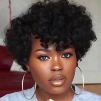 

〖Follure〗Womens Curly Wave Hair Wigs Wavy Short Wig None Lace Wig Black