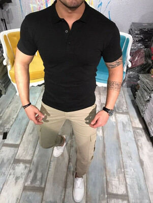 

Mens Summer Polo Shirts Short Sleeve Button Slim Fit Tops Casual Soild Tee Tops