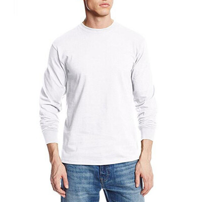 

Men Solid Slim Fit Tops Plus Size Long Sleeve Round Neck Casual Basic Tee Shirts