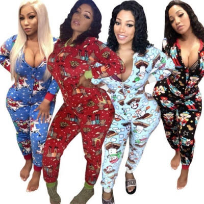 

Women Xmas Jumpsuit Romper Long Sleeve Playsuit Clubwear Trousers Bodycon Pants HOT