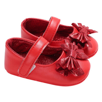 

Baby Infant Kids Girl Bow Leather Soft Sole Crib Toddler Newborn Shoes