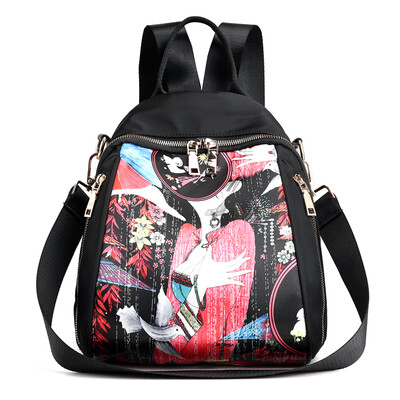 

Oxford double shoulder bag summer fashion nylon small backpack canvas printing oblique shoulder bag