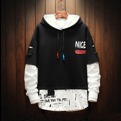 

Toponeto Men Splicing Button Pullover Long Sleeve Hooded Sweatshirt Tops Blouse