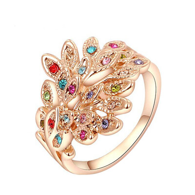 

Romad Brand Peacock Rings Rose Gold Color Genuine Austrian Crystals Fashion Women Wedding Jewelry Christmas Gift