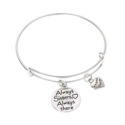 

Cute Friendship Sister Adjustable Women Letter Bracelet Girl Round Shape Pendant Bangles Lady Gift Jewelry