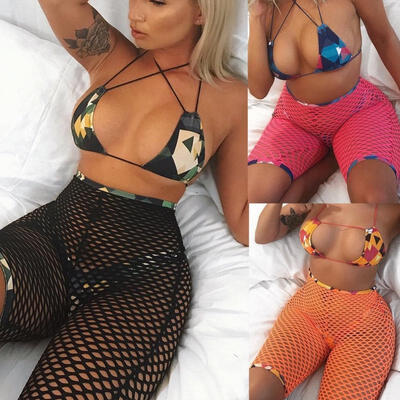 

Women Sexy Bikinis Sets Bathing Suit Mesh Fish Net Pants Swimwear Swimsuit