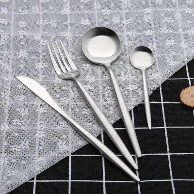 

Gobestart Portugal Style Stainless Flatware Fork Spoon Cutlery Tableware 4 Pcs Sets