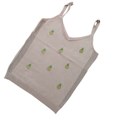 

Womens Slim Sexy V Neck Fruit Embroidery Tank Top