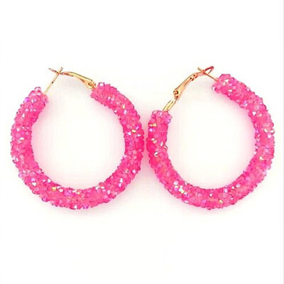 

2019 New Fashion Bling Bling Hoop Earrings For Women Shiny Crystal Hollow Round Circle Ear Jewelry Gift For Wedding Brincos