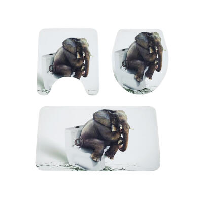 

3pcsset Elephant Print Anti Slip Water Absorb Floor Rugs Carpet Bath Mats