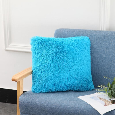 

Fluffy Plush Pillow Cover Square Decorative Throw Pillow Cover Soft Cushion Cover Pillowcases Without Core for Livingroom Couch So