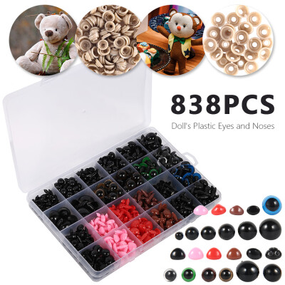 

838pcs Doll Plastic Eyes&Noses Plush Toy Eyes for Teddy Bear Toy Snap DIY Animal Eye Handmade Eyes