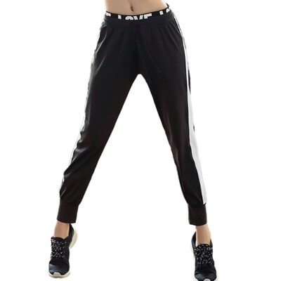 

Autumn Summer Letter print women leggings side tube Patchwork Grey Black Leggings High Waist Elastic Sexy Hip Push Up Legins