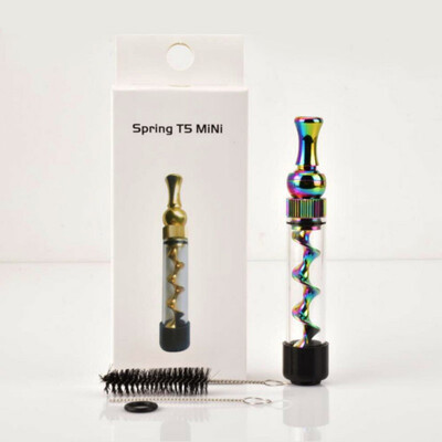

6 Colors Spring t3 miniSpring t5 mini Smoking Twisty Glass Blunt Pipe Tube Obsolete With Cleaning Kits fashion