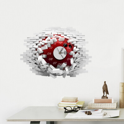 

3D Wall Sticker New Wall Clock Sticker DIY STICKER 3D Art Wall Clock Decals Breaking Cracking Office Home Wall Decor Gift