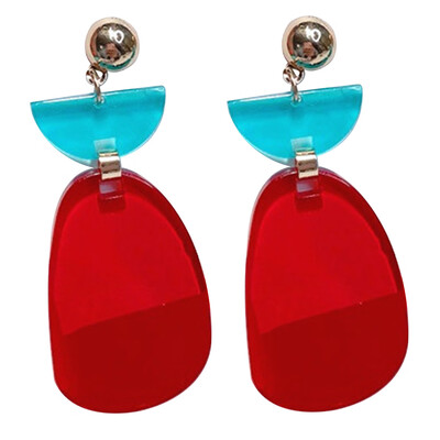 

New Multi color Long Drop Earrings Geometric Irregular Round Circle Transparent Acrylic Earrings For Women