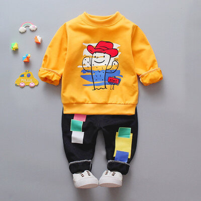 

Spring Autumn Children Sportswear Set Baby Girls Boy Adorable Cartoon Alphabet Print Tops Blouse Trousers Sport Outfits Clo