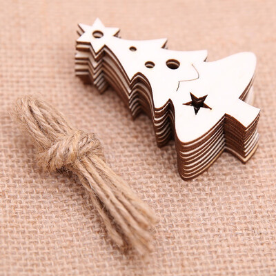 

10PcsSet Hanging Wooden Chips Mini Wooden Arts Pendant for Home Christmas Tree Bar Shop Decor