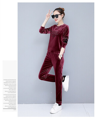 

Womens 2018 spring&autumn new round collar cover head fashionable leisure womens sweater two-piece set