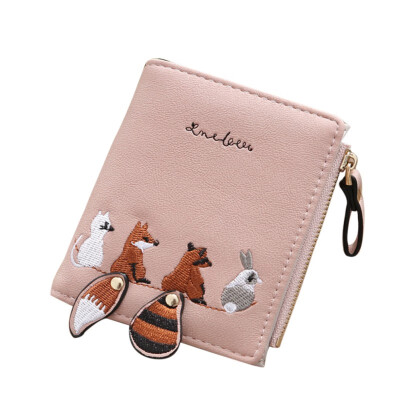 

Appliques Squirrel cartoon zipper folding female purse women wallet student Girl Preppy Style Zipper New Fashion Women Wallets