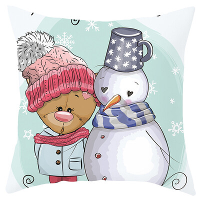 

Siaonvr Merry Christmas Cartoon Animals Pillowcase Sofa Pad Set Home Decoration 18x18 In