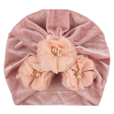 

New Autumn Soft Cute Newborn Baby Pearl Design Girls Caps Infant Casual Hat Turban Elastic Cap