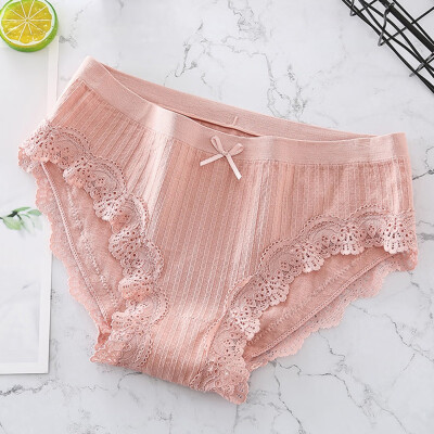 

Female Modal Lace Mid-Rise Breathable Panties Sexy Traceless Bow Twist Cotton Panties Seamless Underwear Briefs Lingeries