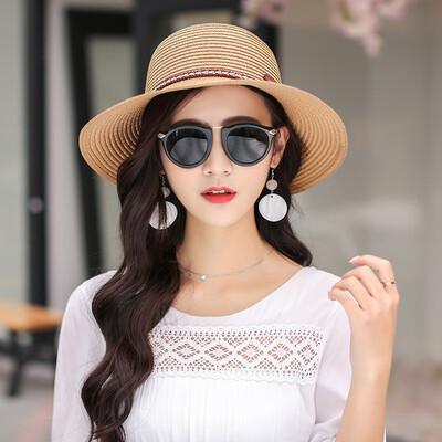 

New Ms Xia straw hat Korean version fashionable eaves bow outdoor sunscreen hat riding portable Tourism