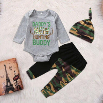 

US Christmas Newborn Baby Clothes Unisex Boy Girl Funny Romper Pants Hat Outfits