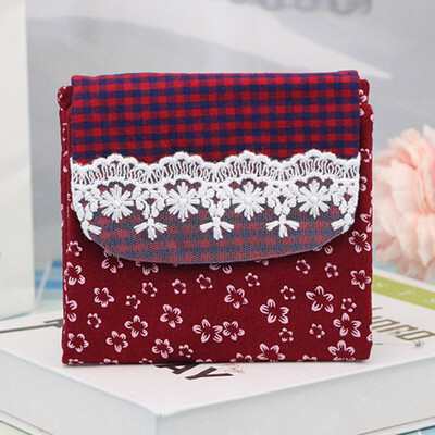 

Simple 3 Folding Cloth Fabric Portable Sanitary Napkin Storage Bag For Outdoor Travel