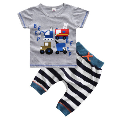 

Kids Baby Boy Girl Clothes Summer Sets T-shirt Topspants Suit Cartoon Printed Clothing Newborn Sport Suits