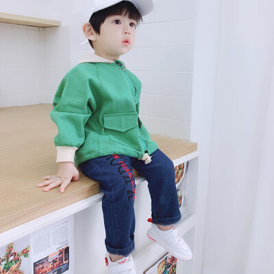 

New Autumn 0-4T 2pcs Lovely Baby Boy Clothes Long Sleeve Cartoon Print Hoodie Sweatshirt CoatDenim Pants Trouser Costume Set