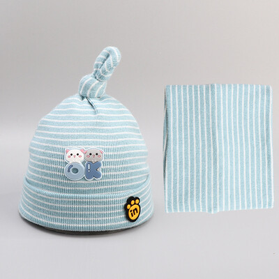 

Fall&Winter New Kids Knitted Cotton Neck Cap Cat Cartoon Two Kids Cap